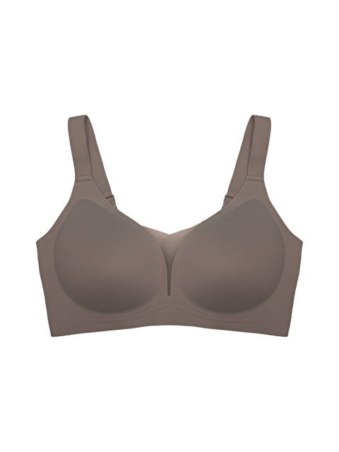 Cottonhill Seamless Bra - Shape | Kahverengi Lazer Kesim Dikişsiz Toparlayıcı Büyük Beden Tüllü Kadın Sütyen