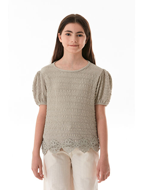 Fullamoda Beli Güpürlü Balon Kol Kız Çocuk Bluz - S000380697-26429