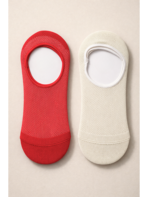 Katia And Bony Kadın 2'Li Basic Renkli Görünmez Babet Çorap Kırmızı Mix - S000490279-20045