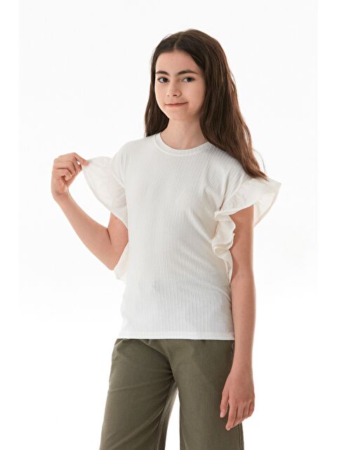 Fullamoda Fitilli Yanları Volanlı Kız Çocuk Bluz - S000380692-19965