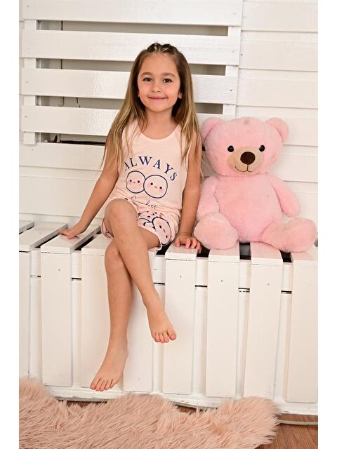 Vitmo Kız Çocuk Askılı Pijama Takımı Always Smile Somon - S000388258-24085