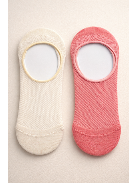 Katia And Bony Kadın 2'Li Basic Renkli Görünmez Babet Çorap Pembe Mix - S000490279-20024