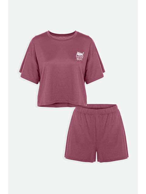 Koza İç Giyim Kadın Yumuşak Dokulu Kısa Kollu Şortlu Pijama Takımı - S000326639-7152