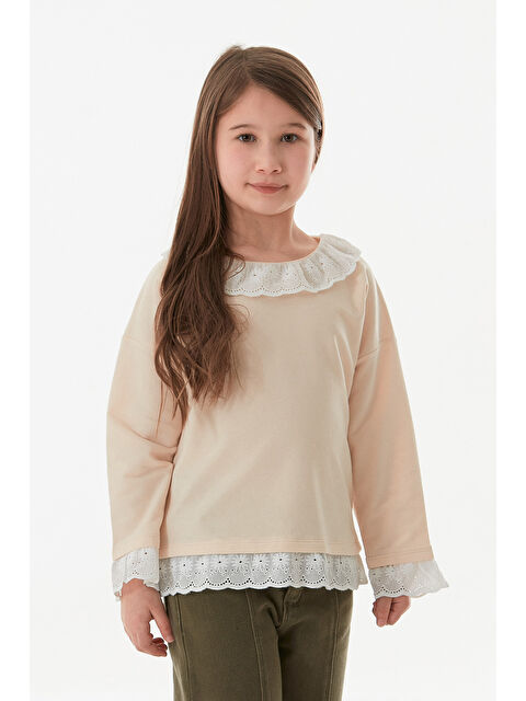 Fullamoda Kolu Ve Yakası Dantelli Bebe Yaka Kız Çocuk Bluz - S000380698-19928