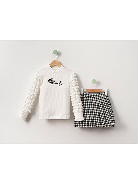 Pina Kids Kız Çocuk Bluzlu Ekose Etek-Şortlu Takım TKM.1002 - S000336581-19351