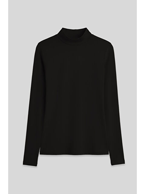 Tommylife Siyah Balıkçı Yaka Basic Uzun Kollu Kadın Body - 97306 - S000490280-19351