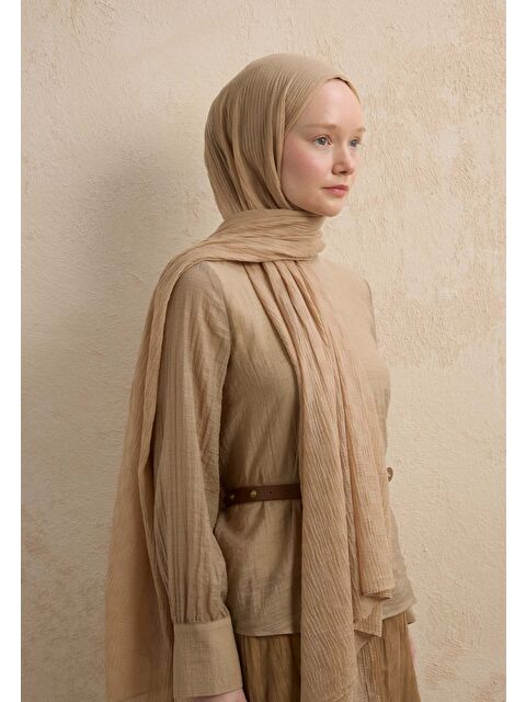 Fresh Scarfs Modal Damalı Şal Kum - S000420269-29738