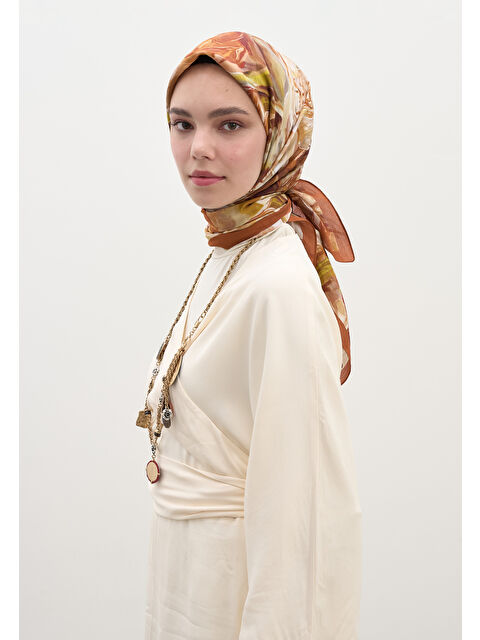 Fresh Scarfs Nerıssa Desen Pamuklu Viskon Eşarp Kiremit - S000458600-18657