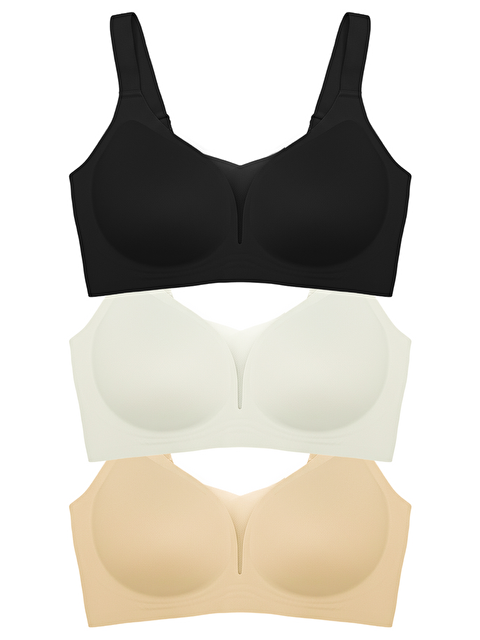 Cottonhill Seamless Bra - Shape | Lazer Kesim Dikişsiz Toparlayıcı Büyük Beden Tüllü Kadın Sütyen 3'Lü Paket
