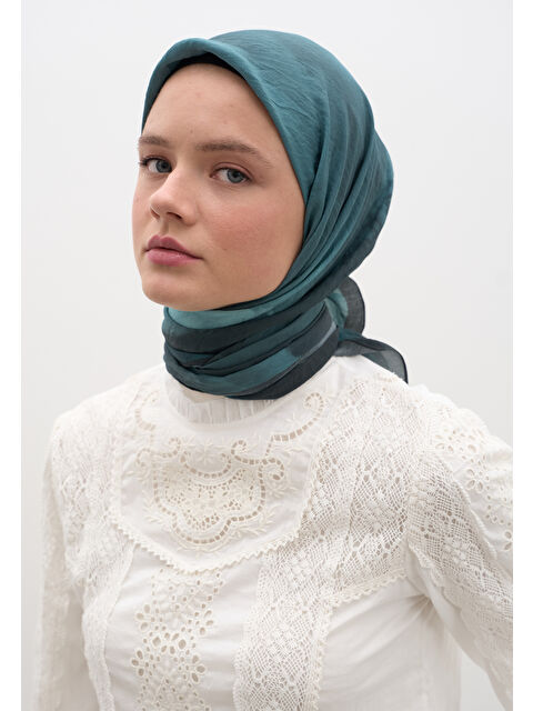 Fresh Scarfs Ombre Desen Pamuklu Viskon Eşarp Lacivert - S000458601-21164