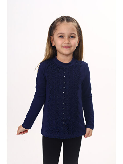 Toontoykids Kız Çocuk Önü Dantelli Okul Tişört - S000374932-21164