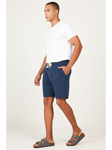 AC&Co / Altınyıldız Classics Erkek Lacivert Slim Fit Dar Kesim Yan Cepli Pamuklu Esnek Şort - S000435885-21164