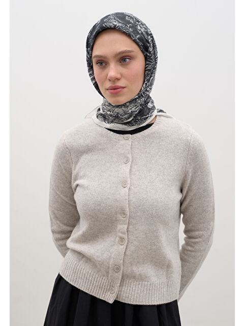 Fresh Scarfs Secret Elegance Desen Pamuklu Viskon Eşarp Lacivert - S000458604-21164