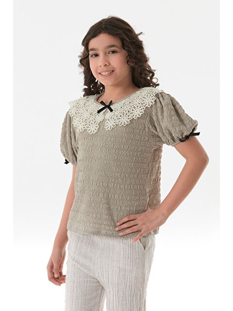 Fullamoda Fiyonk Ve Dantel Detaylı Kız Çocuk Bluz - S000380694-26429