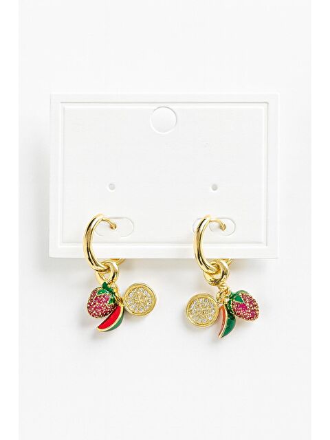 New Obsessions Karpuz ve Çilek Charmlı Çelik Kadın Küpe - S000482570-20076