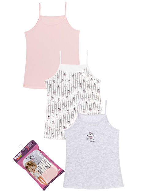Domikids Kız Çocuk Baskılı Pamuklu Atlet 3'lü Paket - S000414067-27207