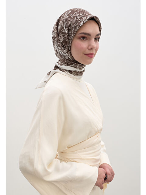Fresh Scarfs Secret Elegance Desen Pamuklu Viskon Eşarp Acı Kahve - S000458604-28102