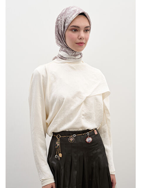 Fresh Scarfs Secret Elegance Desen Pamuklu Viskon Eşarp Lila - S000458604-17878