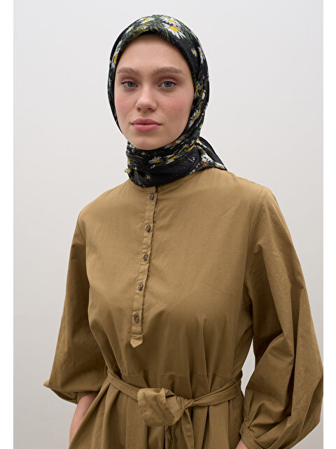 Fresh Scarfs Tıny Daısy Desen Pamuklu Viskon Eşarp Siyah - S000458605-19351