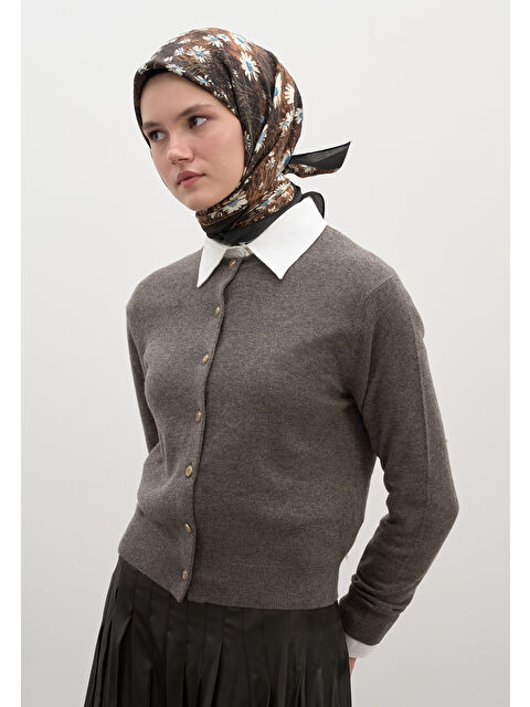 Fresh Scarfs Tıny Daısy Desen Pamuklu Viskon Eşarp Kahve - S000458605-28102