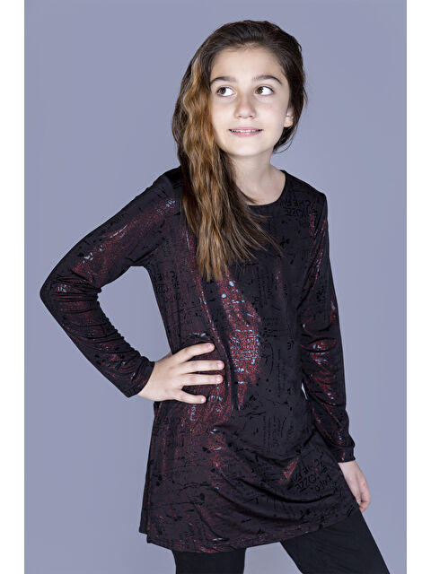 Toontoykids Kız Çocuk Simli Harf Desenli Tişört