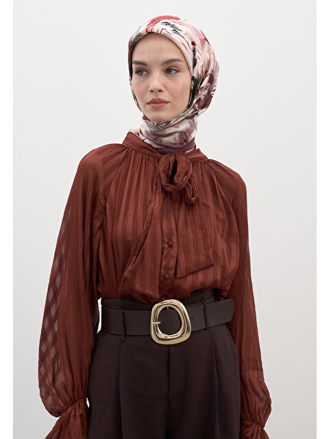 Fresh Scarfs Vanılla Blossom Desen Pamuklu Viskon Eşarp Bordo - S000458607-19951