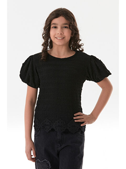 Fullamoda Beli Güpürlü Balon Kol Kız Çocuk Bluz - S000380697-19351