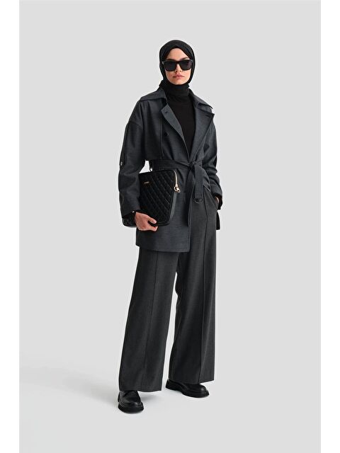 ARMİNE Beli Lastikli Palazzo Pantolon 24K2703 Antrasit - S000352485-33408