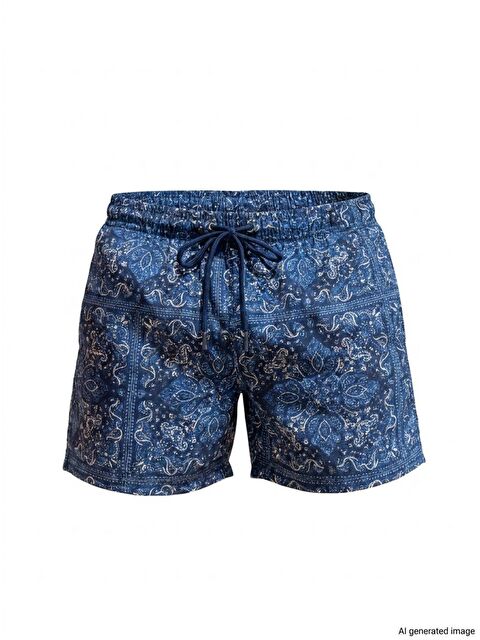 Bonbon Erkek Cepli Ve Astarlı Deniz Şortu Mavi Desenli Bb2364