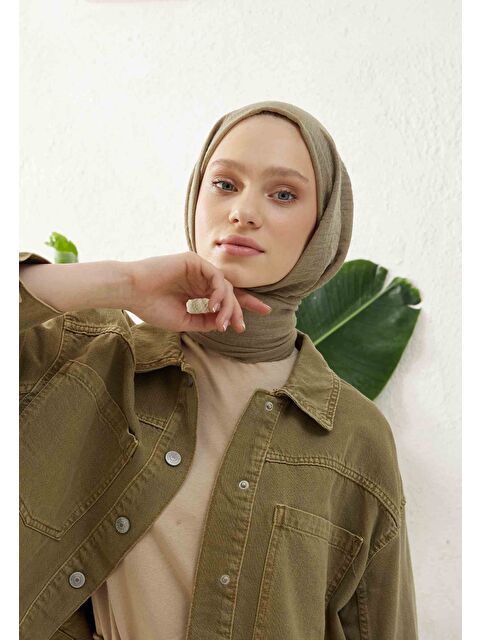 Fresh Scarfs Bürümcük Şal Toprak Yeşili - S000420524-1848