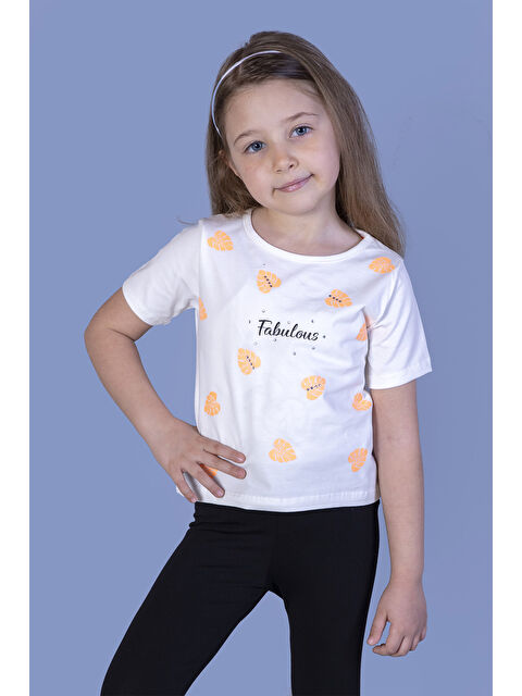 Toontoykids Kız Çocuk Yaprak Desenli Fabulous Baskılı Tişört