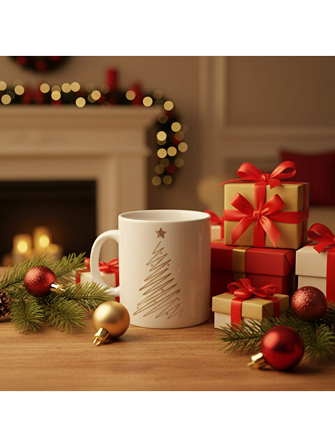GÜRAL PORSELEN Yılbaşı Ağaçlı ve Takvimli  Mug Bardak 6837 - S000487189-37646