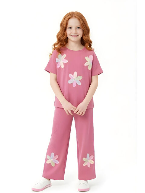 Modanino Kız Çocuk Bürümcük Kumaş Alt-Üst Takım 3-12 Yaş 12568