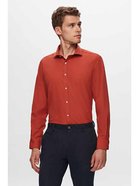 D'S damat Regular Fit Turuncu Düz Gömlek - S000400953-20013