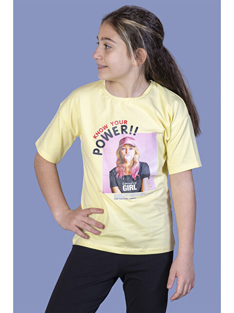 Toontoykids Kız Çocuk Power Baskılı Tişört
