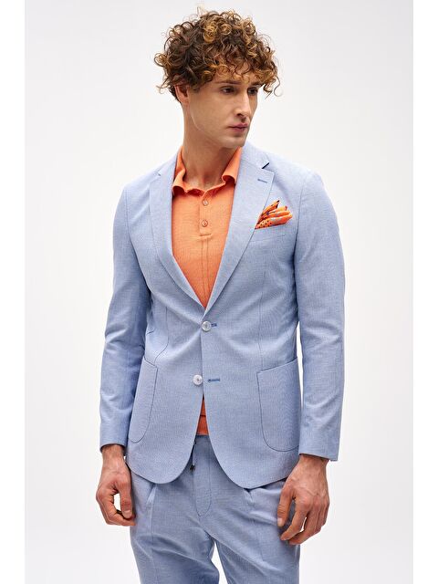 igs Erkek Mavi Slim Fit / Dar Kalıp Mono Yaka Takım Elbise - S000490287-17234