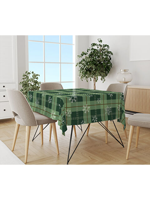 Evmila Yılbaşı Temalı Kar Tanesi Desenli Dijital Baskılı Masa Örtüsü - S000469472-23173