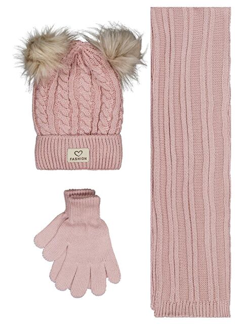 Civil Girls 6-9 Yaş Atkı Bere Eldiven Set - Pembe Standart - S000488770-20028