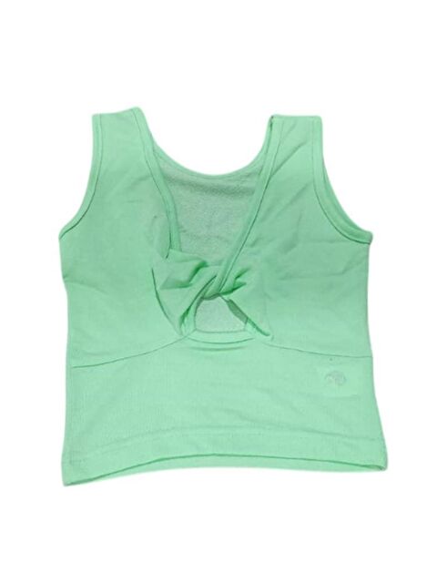 Riccotarz Kız Çocuk Bisiklet Yaka Askılı Sırtı Açık Bağlama Detaylı Fitilli Yeşil Bluz - S000399932-18194