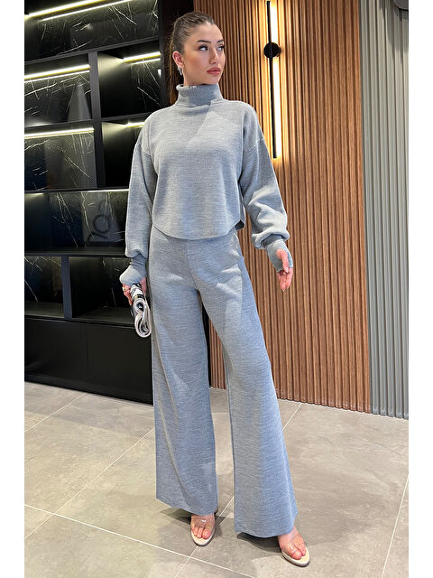 Gülseli Kadın Parmak Geçmeli Yüksek Bel Triko Takım - S000300003-20600