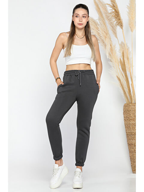 Gülseli Kadın Paça Lastikli Şardonlu Üç İplik Eşofman Altı - S000289863-33408