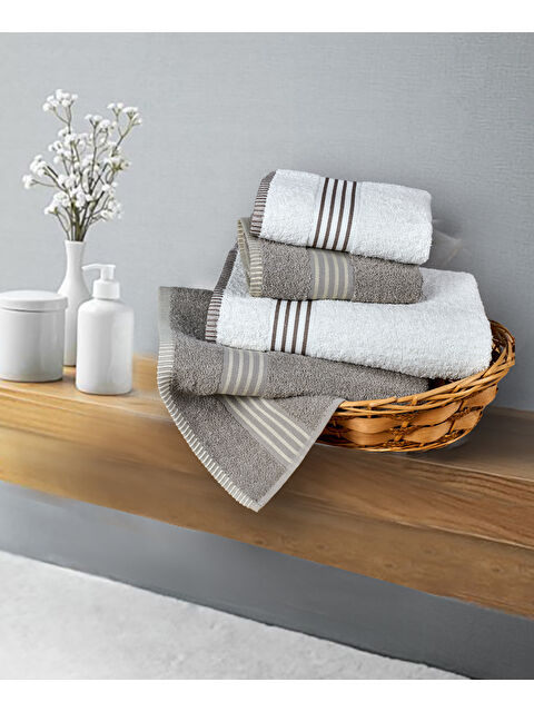 UPSTYLE Banyo Havlu Takımı Oscar Taş -Krem 50x85cm(2Ad.) + 70x140(2Ad.) - S000401428-25636