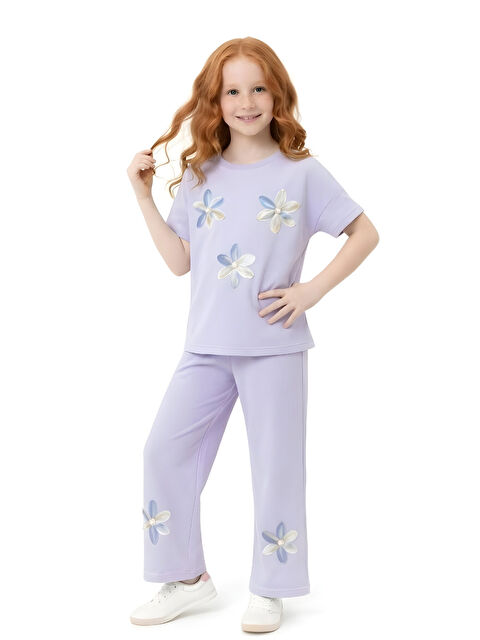 Modanino Kız Çocuk Bürümcük Kumaş Alt-Üst Takım 3-12 Yaş 12568