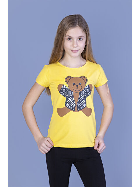 Toontoykids Kız Çocuk Ayıcık Baskılı Tişört