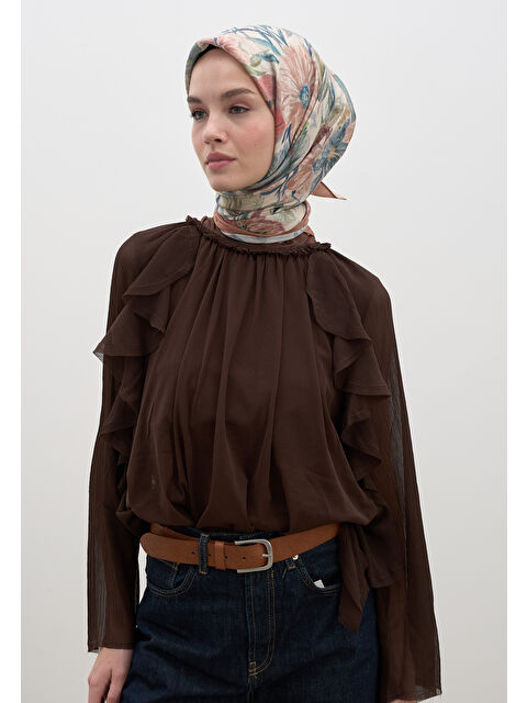 Fresh Scarfs Vıntage Garden Desen Pamuklu Viskon Eşarp Somon - S000458608-24085