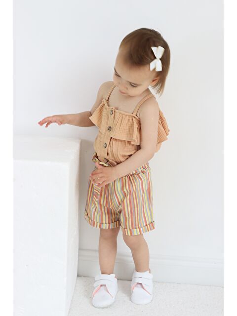 Mnk Baby & Kids Kız Çocuk Askılı Şortlu Pamuklu Yazlık Takım TF7322 - S000439912-19413