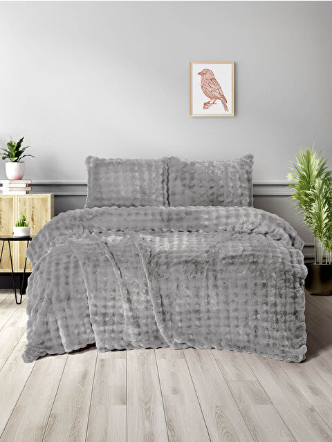 Merinos Dıamond 3 Parça Bubble Comforter Yorgan Seti 220x240 Gri GRI - S000488778-20600