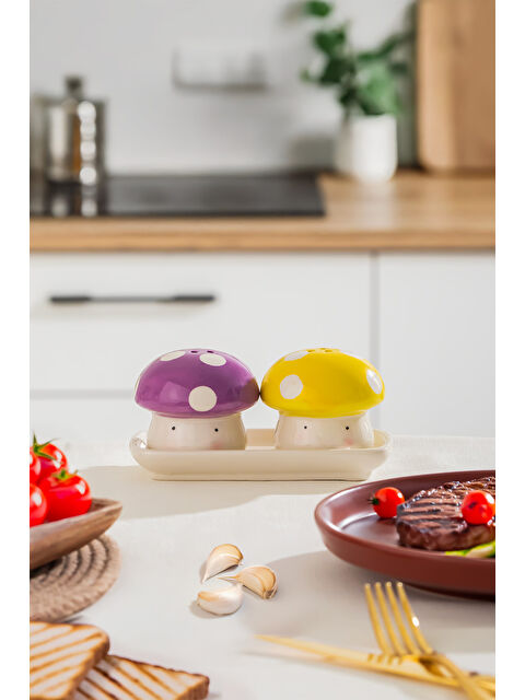 Porsima Mıo-037 Mantar Motifli 2li Standlı Tuzluk Biberlik Seti - S000488781-59