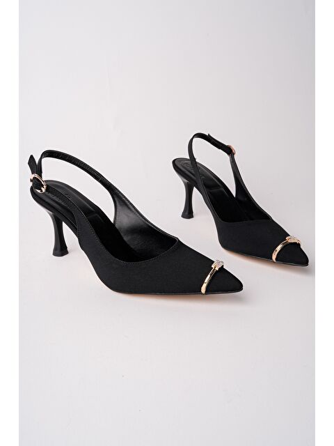 Muggo OURELİA Gold Yüzük Detaylı Sivri Burun Arkası Açık Kadın Topuklu Ayakkabı - S000517417-19351