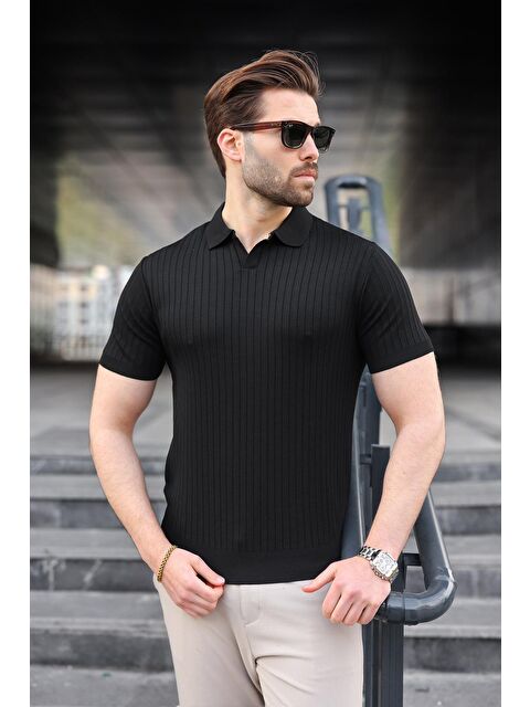 Madmext Siyah Polo Yaka Triko Erkek Tişört E7461 - S000510536-19351